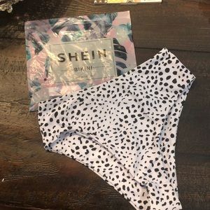 small cow print black and white bottoms.